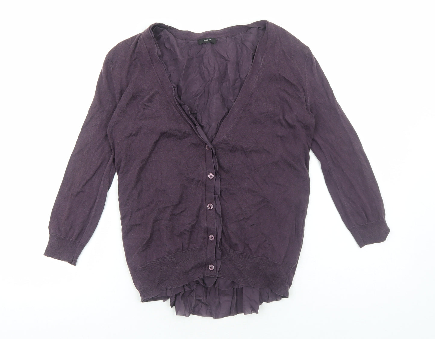 Joseph Womens Purple V-Neck Silk Cardigan Jumper Size M