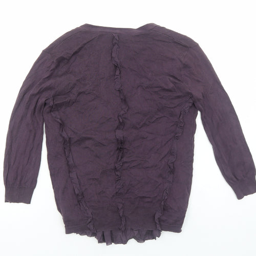 Joseph Womens Purple V-Neck Silk Cardigan Jumper Size M
