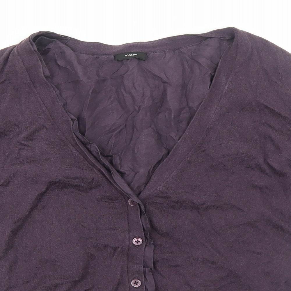 Joseph Womens Purple V-Neck Silk Cardigan Jumper Size M