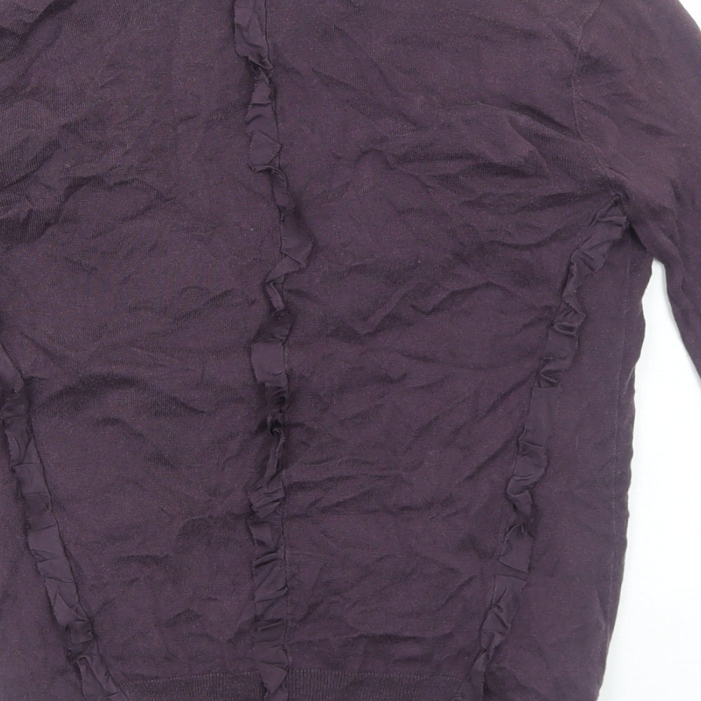 Joseph Womens Purple V-Neck Silk Cardigan Jumper Size M