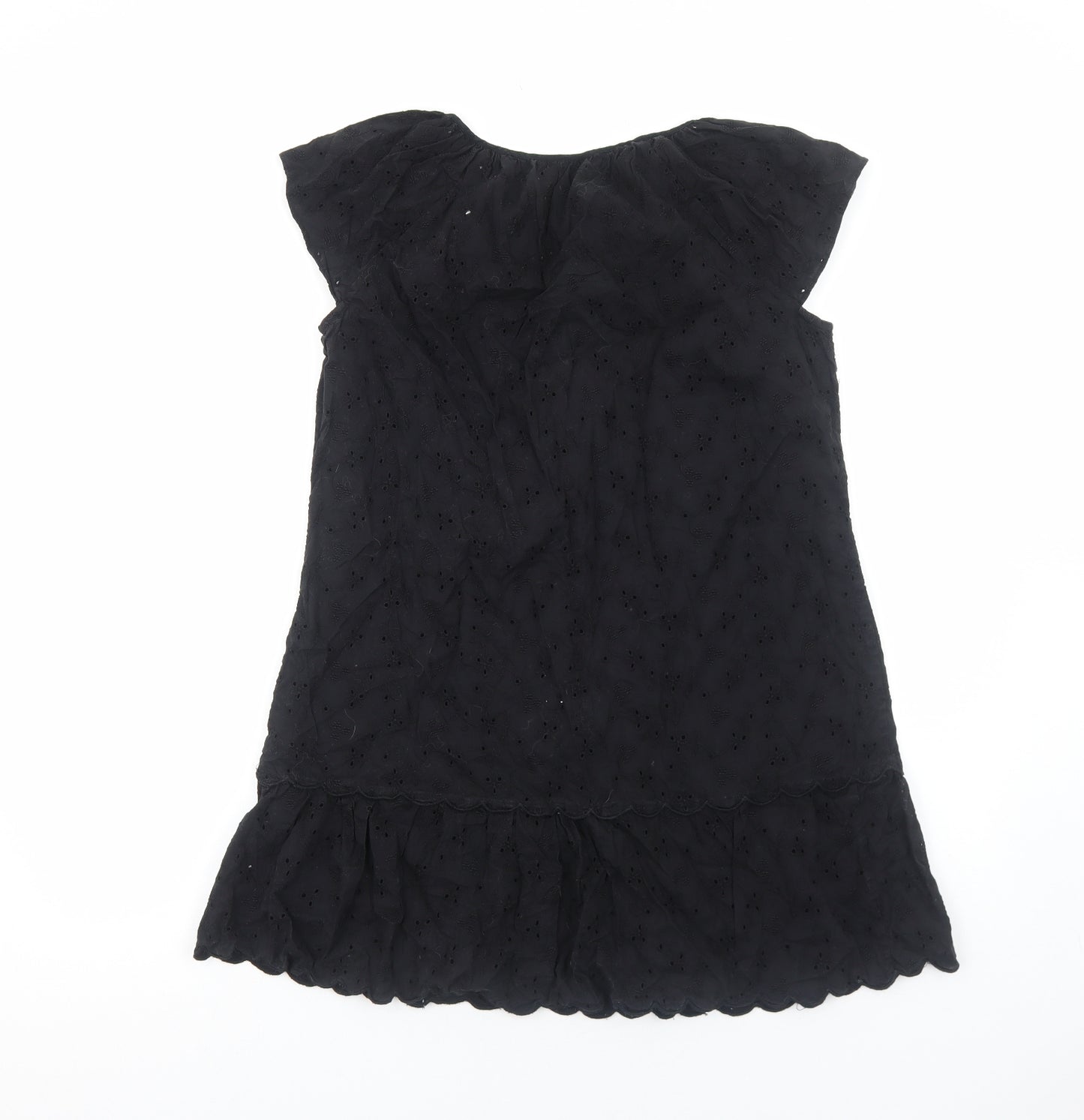 The White Company Womens Black Cotton A-Line Size 12 V-Neck Pullover