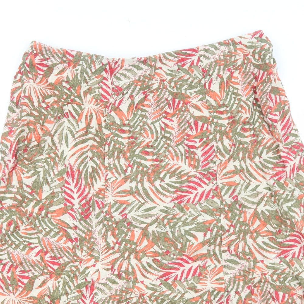 Isle Womens Multicoloured Floral Linen Swing Skirt Size 16