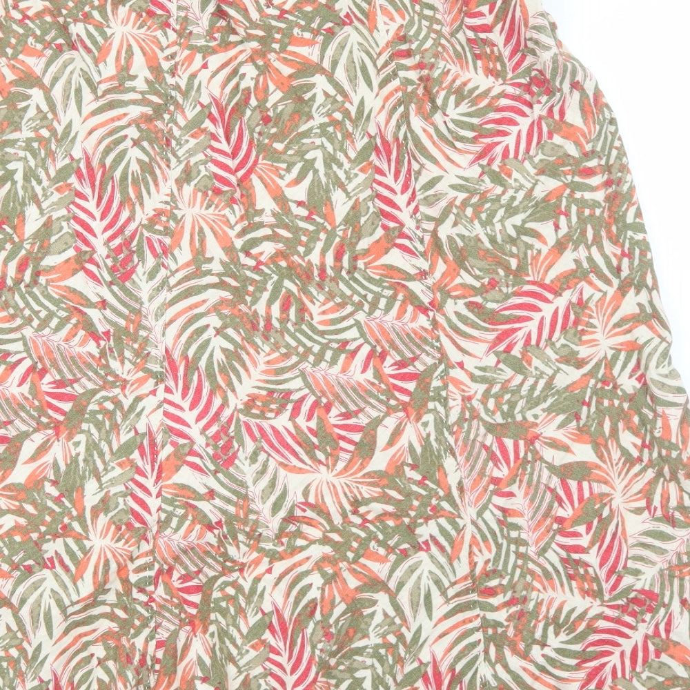 Isle Womens Multicoloured Floral Linen Swing Skirt Size 16