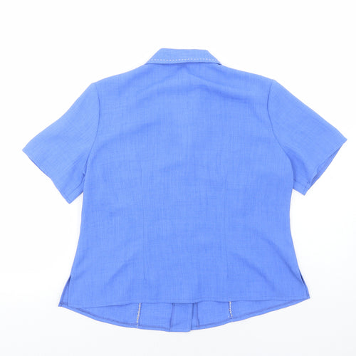 Berkertex Womens Blue Polyester Basic Button-Up Size 12 Collared