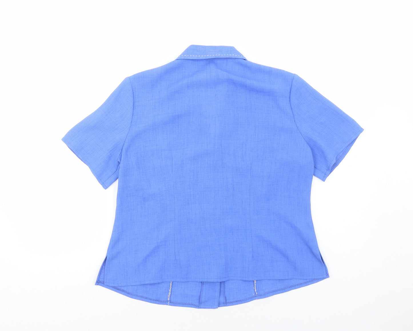 Berkertex Womens Blue Polyester Basic Button-Up Size 12 Collared