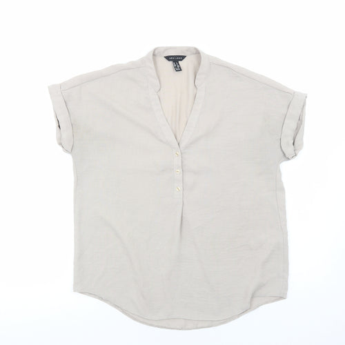 New Look Womens Brown Polyester Basic Blouse Size 8 V-Neck