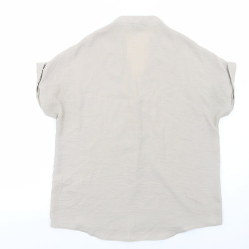 New Look Womens Brown Polyester Basic Blouse Size 8 V-Neck