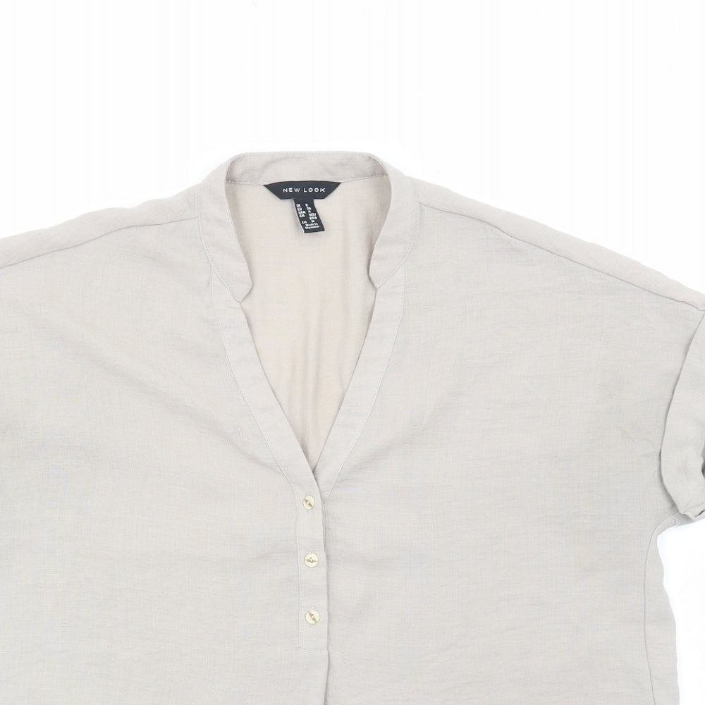 New Look Womens Brown Polyester Basic Blouse Size 8 V-Neck