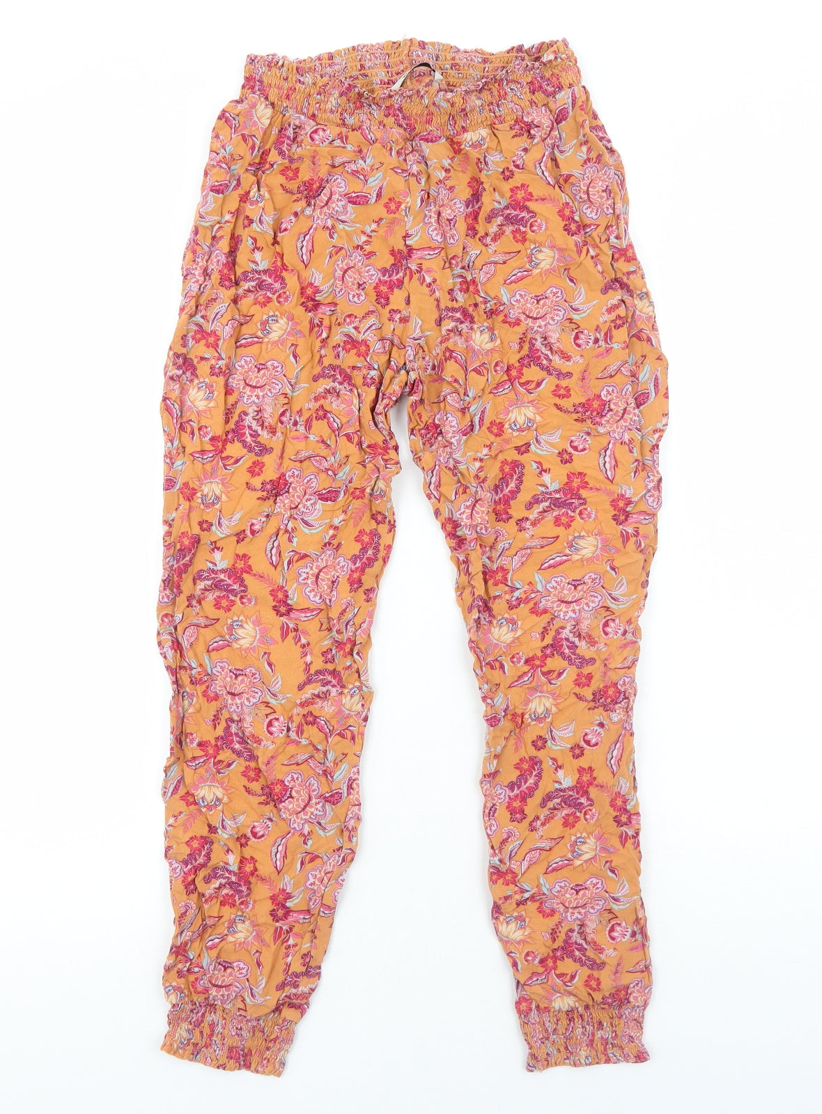 TU Womens Orange Geometric Viscose Bloomer Trousers Size 12 Regular