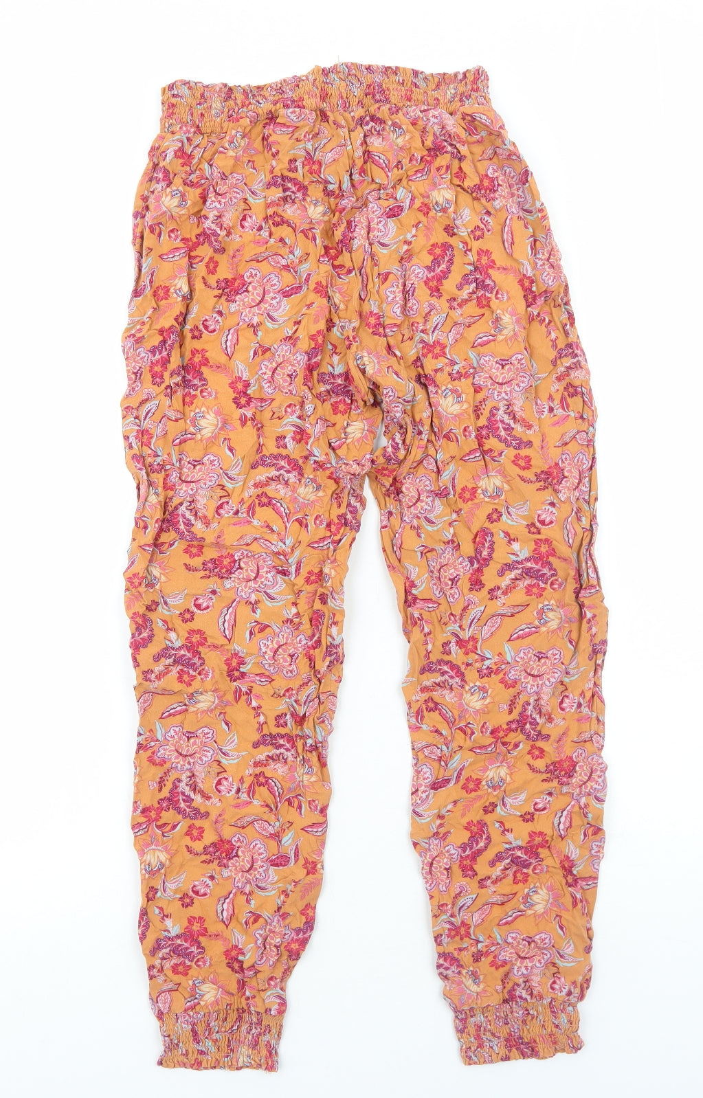 TU Womens Orange Geometric Viscose Bloomer Trousers Size 12 Regular
