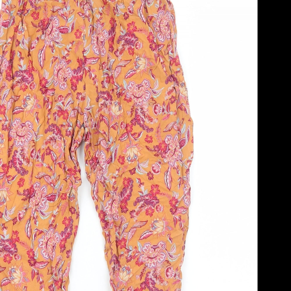TU Womens Orange Geometric Viscose Bloomer Trousers Size 12 Regular