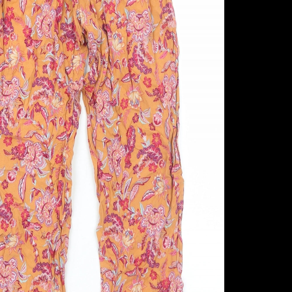 TU Womens Orange Geometric Viscose Bloomer Trousers Size 12 Regular