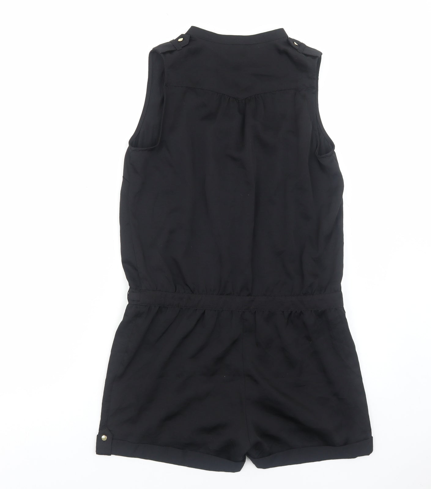 H&M Womens Black Polyester Playsuit One-Piece Size 10 Button