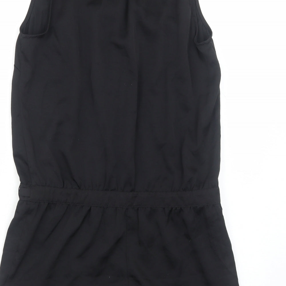 H&M Womens Black Polyester Playsuit One-Piece Size 10 Button