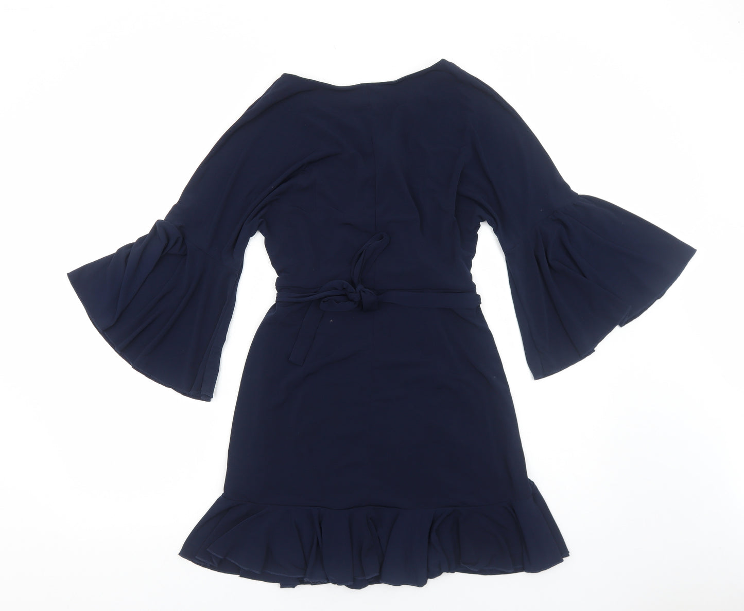 French Connection Womens Blue Polyester A-Line Size 12 V-Neck Pullover