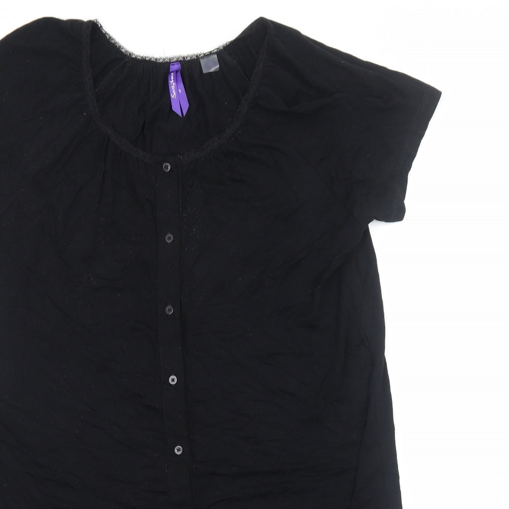 Seraphine Womens Black Viscose A-Line Size S Scoop Neck Pullover
