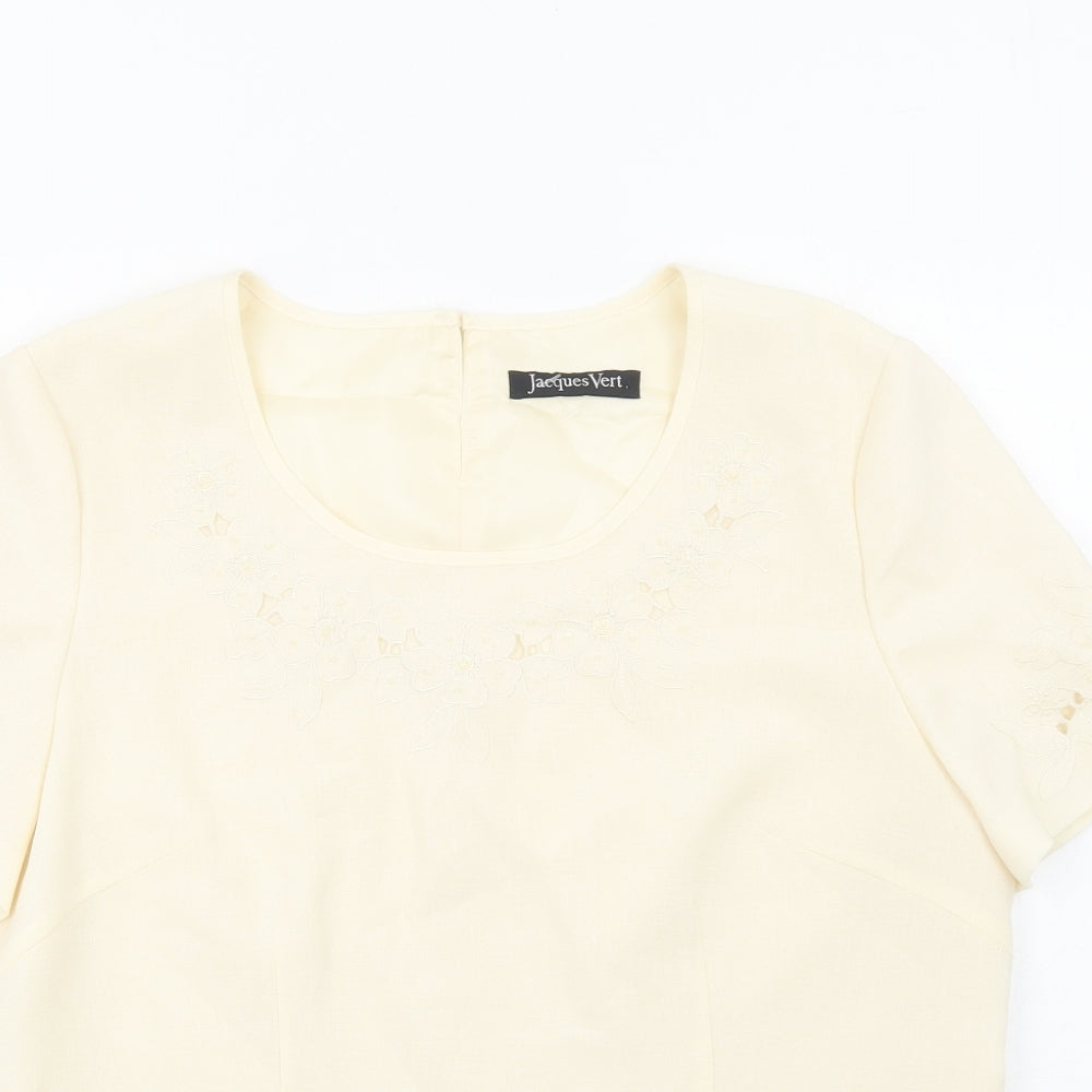 Jacques Vert Womens Ivory Polyester Basic T-Shirt Size 14 Scoop Neck