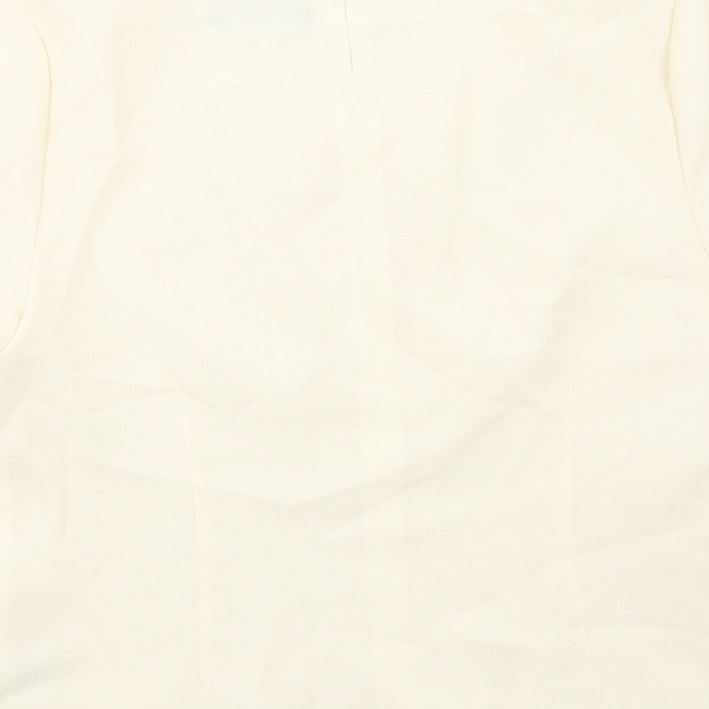 Jacques Vert Womens Ivory Polyester Basic T-Shirt Size 14 Scoop Neck