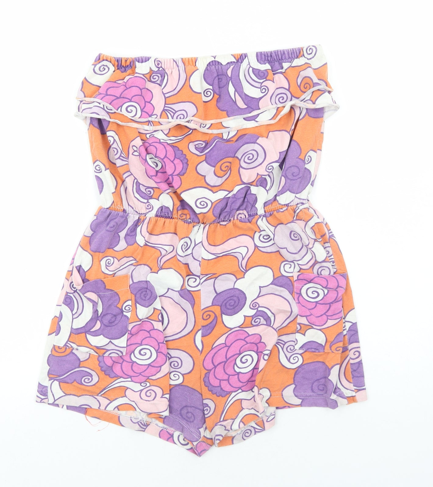 In Shape Womens Orange Geometric Viscose Playsuit One-Piece Size L Pullover