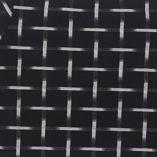 New Look Womens Black Geometric Polyester Basic T-Shirt Size 6 Round Neck