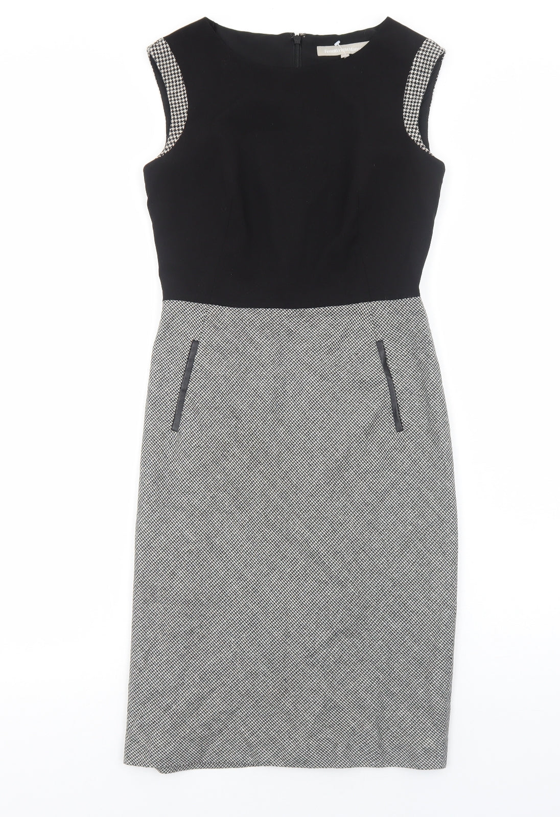 Fenn Wright Manson Womens Black Colourblock Polyester A-Line Size 8 Round Neck Zip
