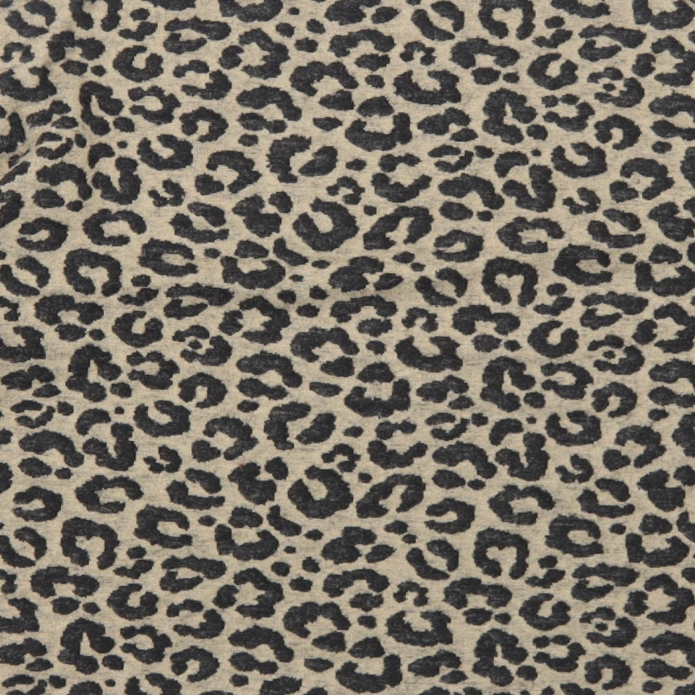 Marks and Spencer Womens Brown Animal Print Polyester Basic T-Shirt Size 14 High Neck - Leopard Pattern