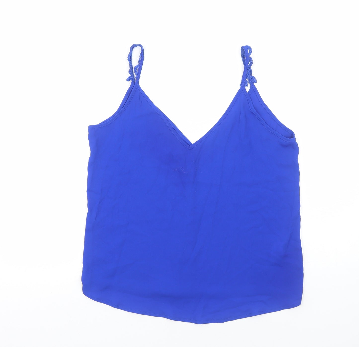 SheIn Womens Blue Polyester Basic Tank Size L V-Neck
