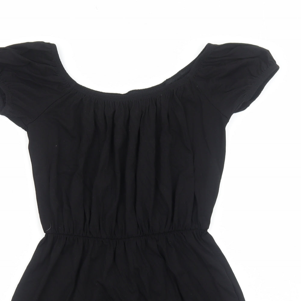 ASOS Womens Black Viscose Playsuit One-Piece Size 8 Pullover - Pom Pom Trim