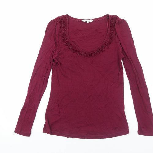 RJR.John Rocha Womens Red Cotton Basic T-Shirt Size 12 Scoop Neck