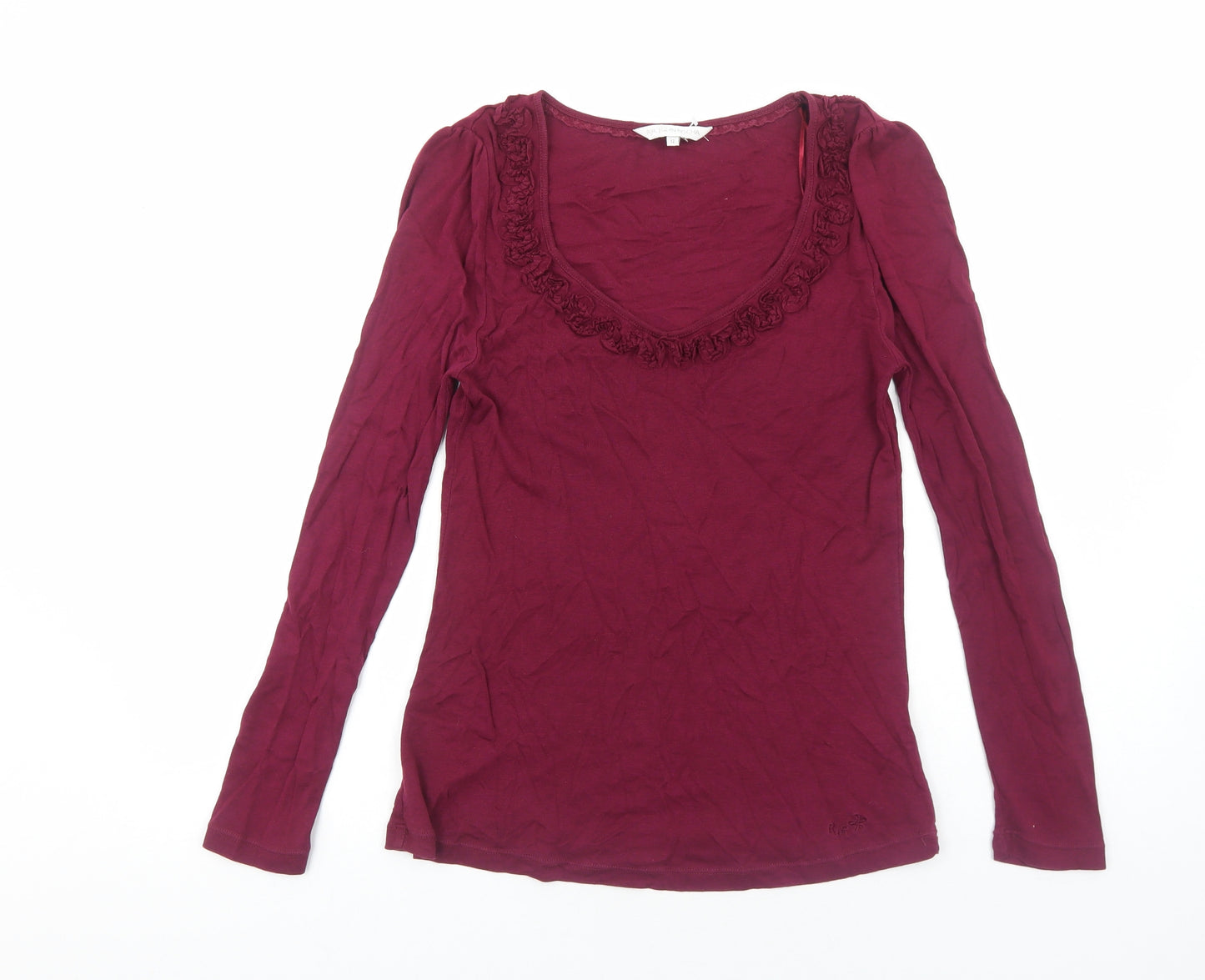 RJR.John Rocha Womens Red Cotton Basic T-Shirt Size 12 Scoop Neck