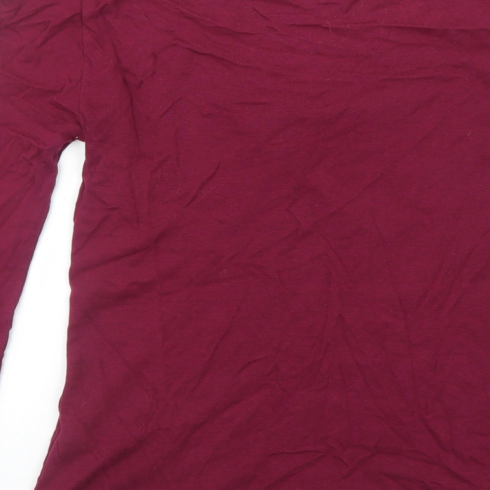 RJR.John Rocha Womens Red Cotton Basic T-Shirt Size 12 Scoop Neck