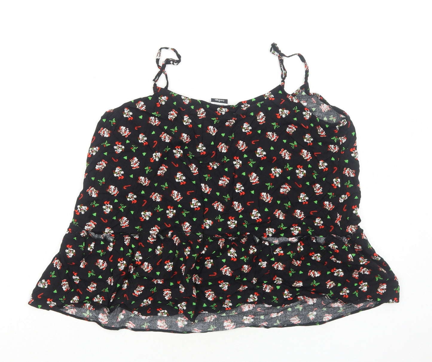 George Womens Beige Floral Viscose Basic Tank Size 14 Round Neck