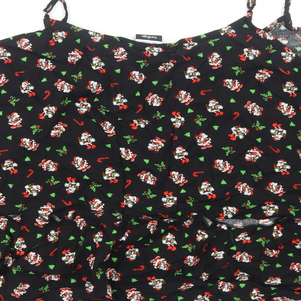 George Womens Beige Floral Viscose Basic Tank Size 14 Round Neck