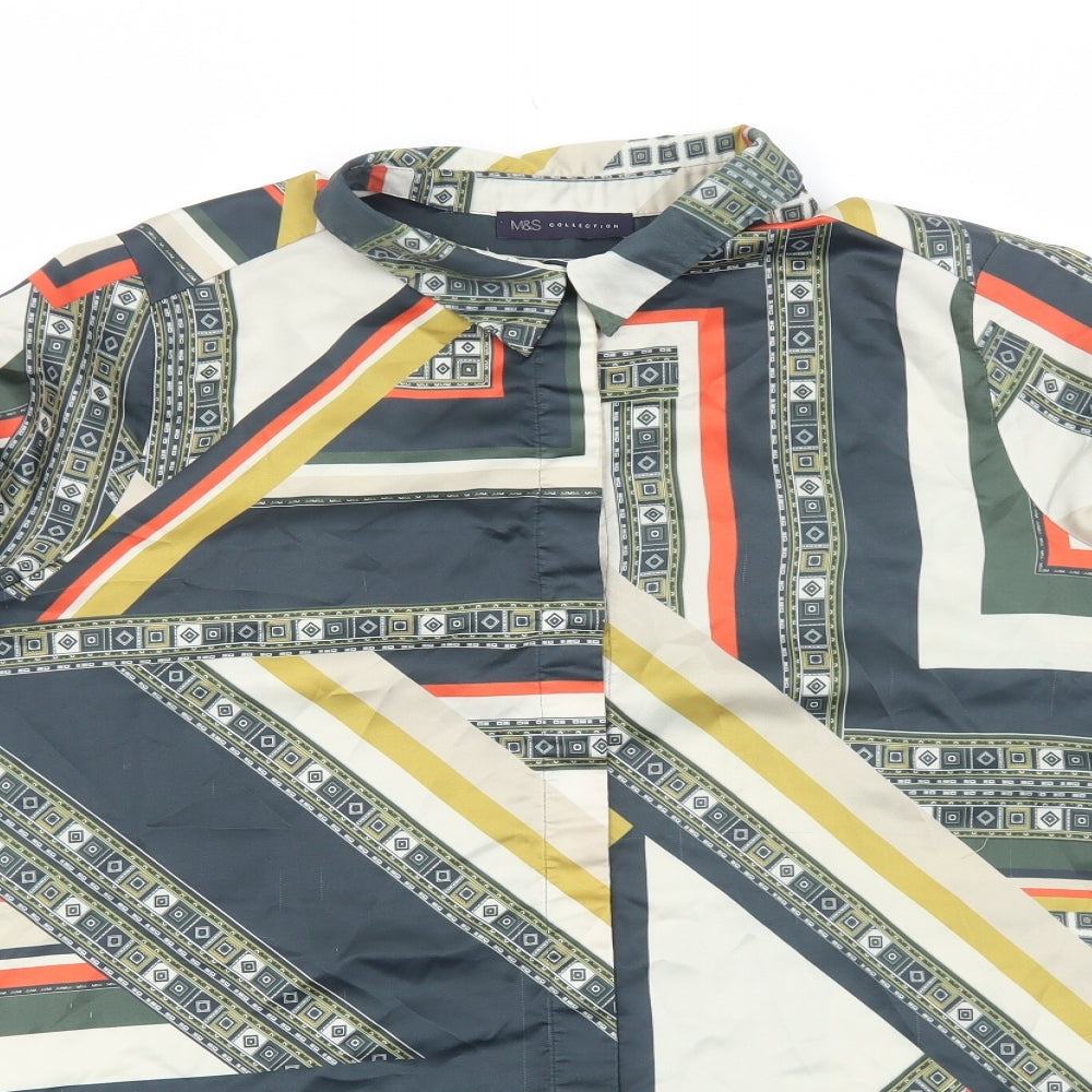 Marks and Spencer Womens Multicoloured Geometric Polyester Basic Blouse Size 22 Collared