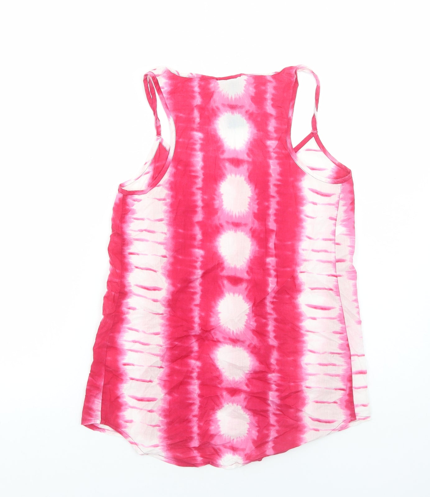 NEXT Womens Pink Cotton Basic Tank Size 10 Scoop Neck - Tie Dye