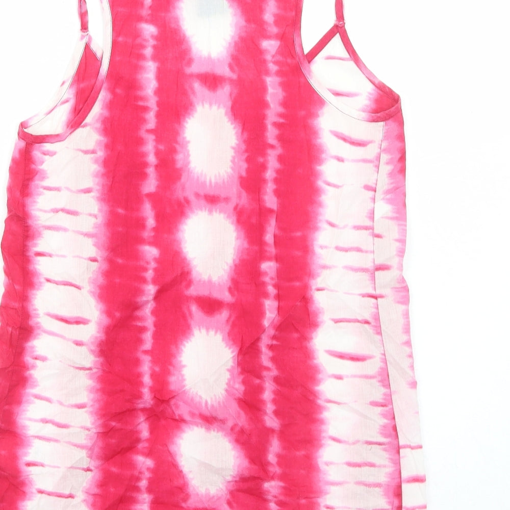 NEXT Womens Pink Cotton Basic Tank Size 10 Scoop Neck - Tie Dye