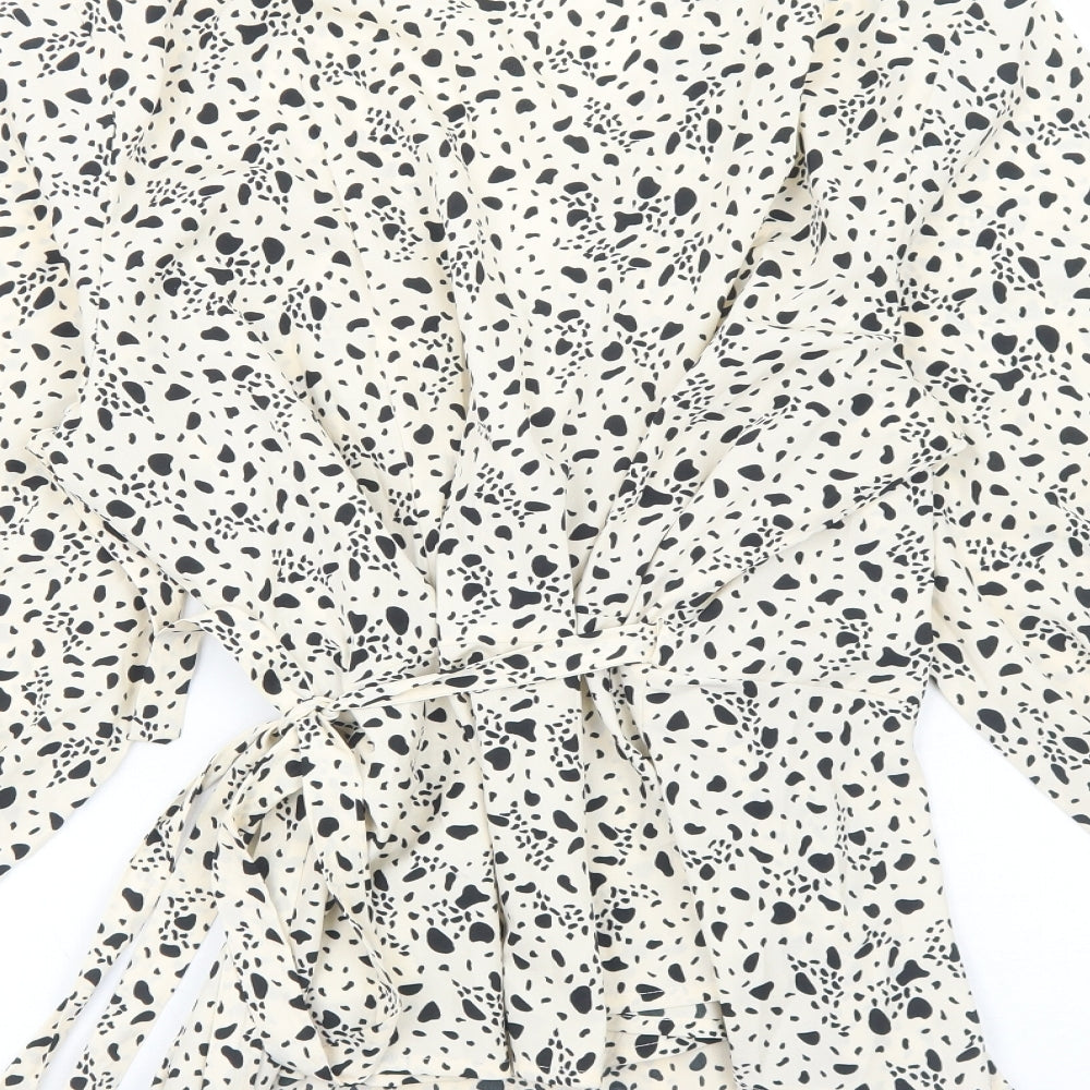 VERO MODA Womens Ivory Geometric Polyester Wrap Blouse Size 18 V-Neck