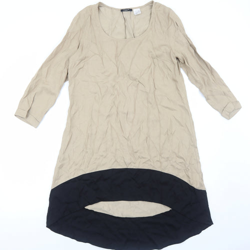 La Redoute Womens Brown Colourblock Polyester Trapeze & Swing Size 10 Scoop Neck Pullover