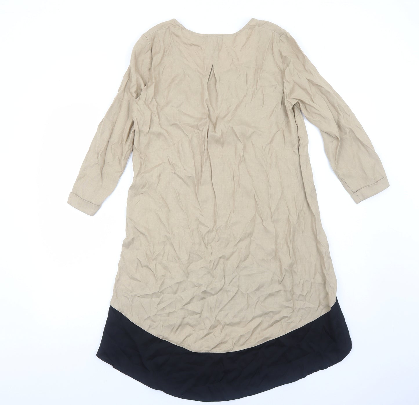 La Redoute Womens Brown Colourblock Polyester Trapeze & Swing Size 10 Scoop Neck Pullover