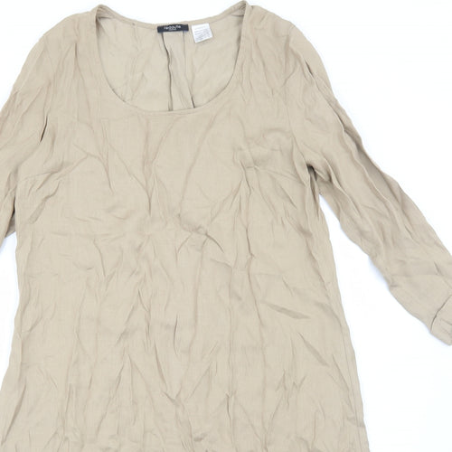 La Redoute Womens Brown Colourblock Polyester Trapeze & Swing Size 10 Scoop Neck Pullover