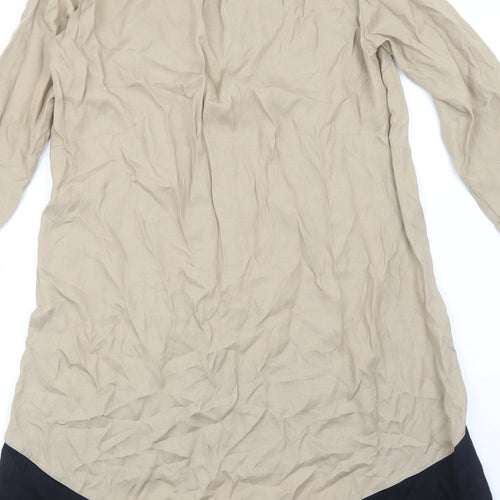 La Redoute Womens Brown Colourblock Polyester Trapeze & Swing Size 10 Scoop Neck Pullover