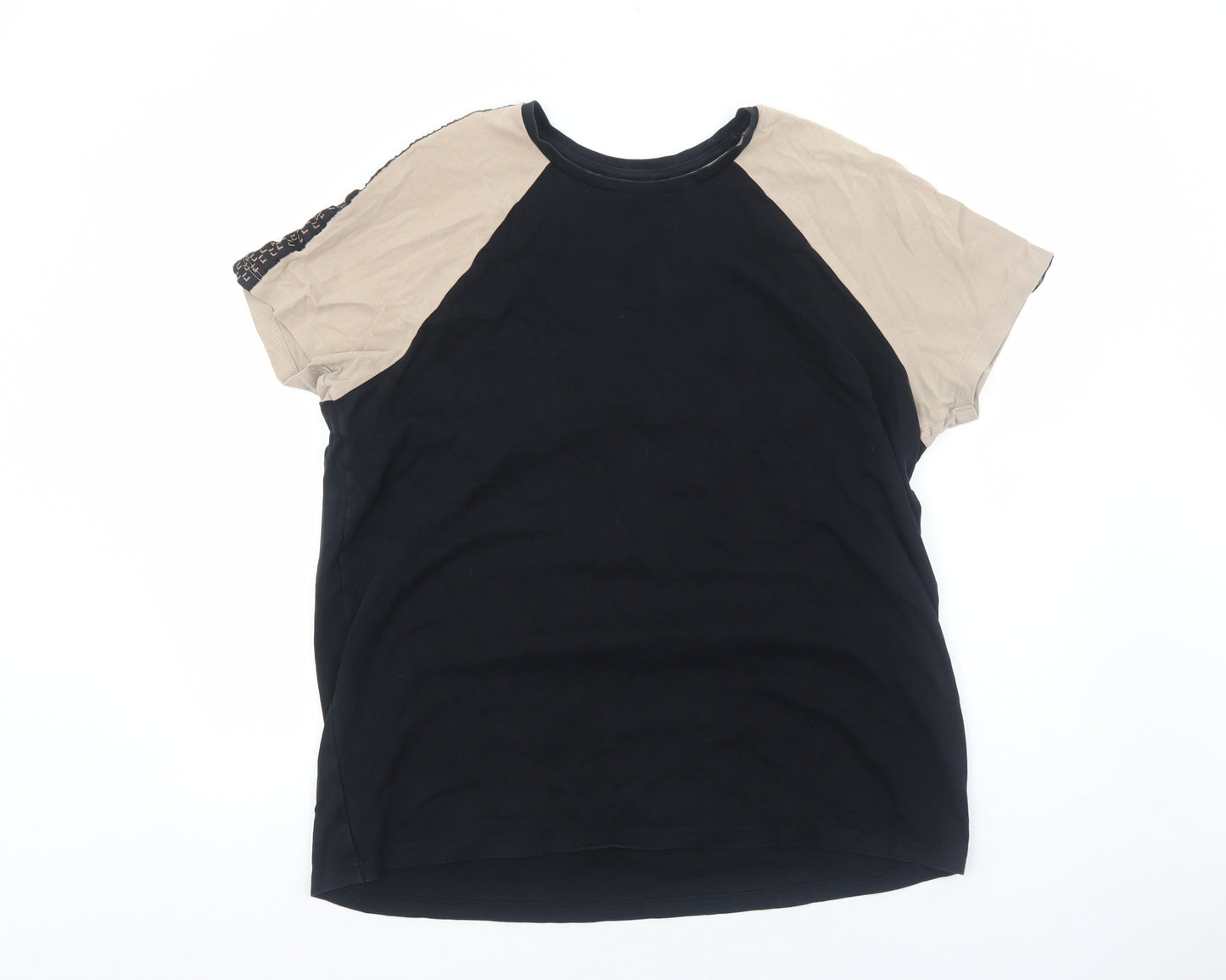 River Island Mens Black Viscose T-Shirt Size 2XL Round Neck
