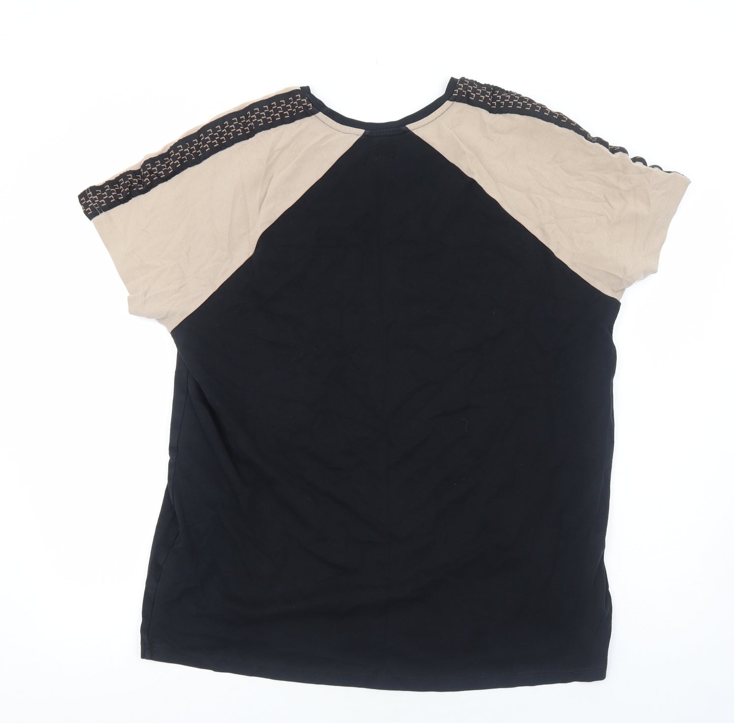 River Island Mens Black Viscose T-Shirt Size 2XL Round Neck
