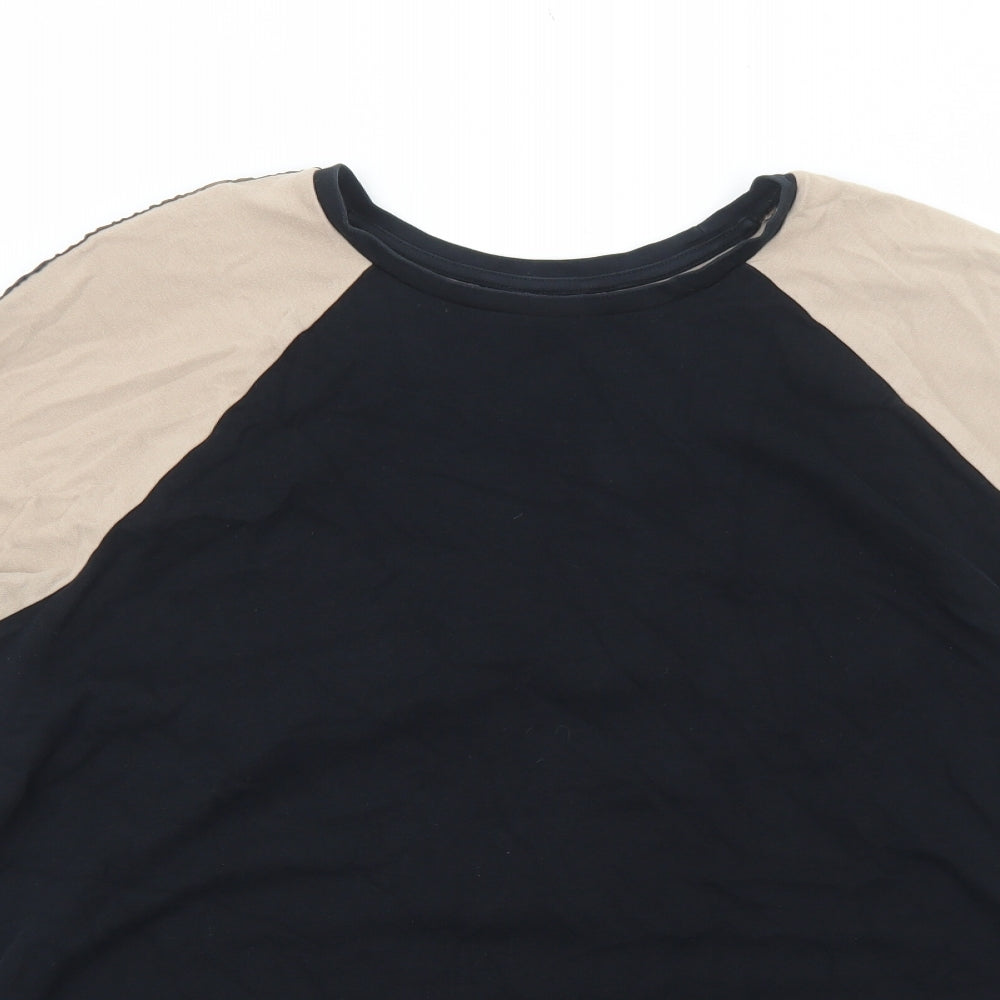 River Island Mens Black Viscose T-Shirt Size 2XL Round Neck