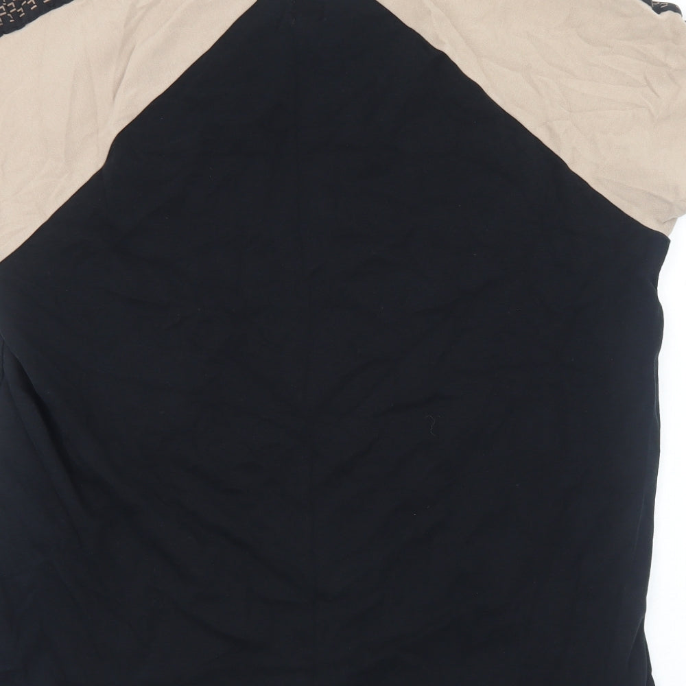 River Island Mens Black Viscose T-Shirt Size 2XL Round Neck