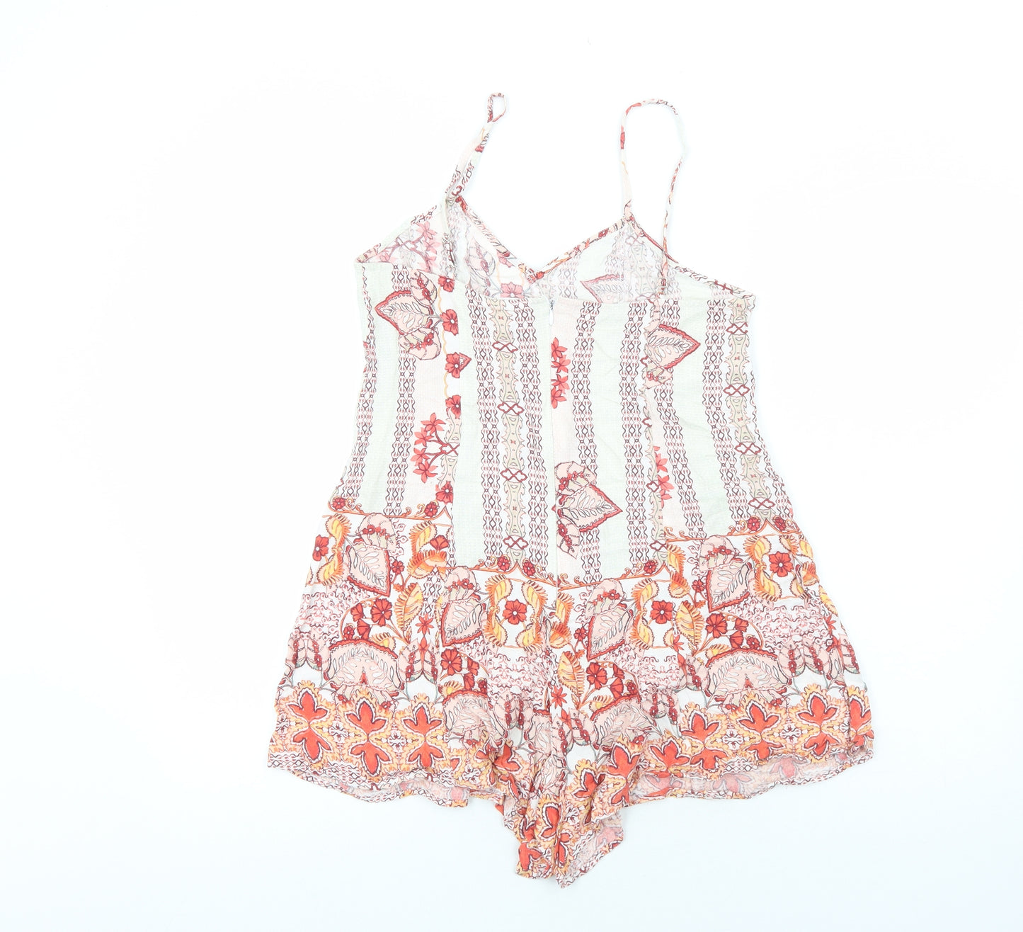 Somedays Lovin Womens White Floral Viscose Playsuit One-Piece Size M Zip