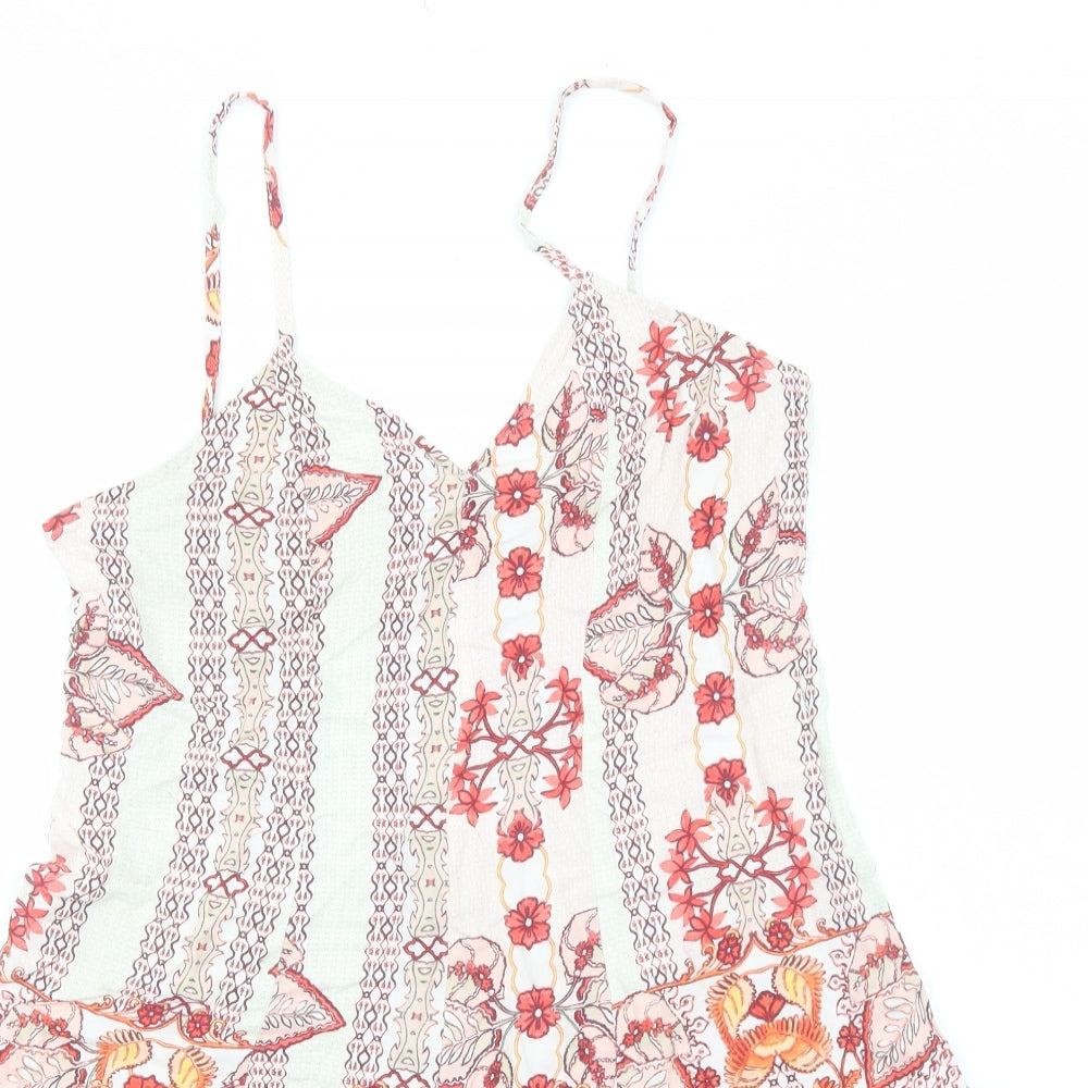 Somedays Lovin Womens White Floral Viscose Playsuit One-Piece Size M Zip