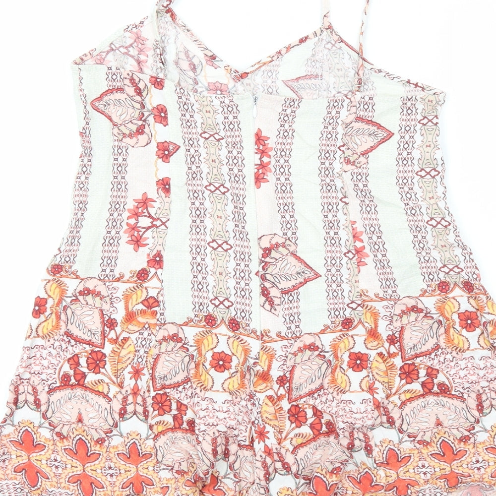 Somedays Lovin Womens White Floral Viscose Playsuit One-Piece Size M Zip
