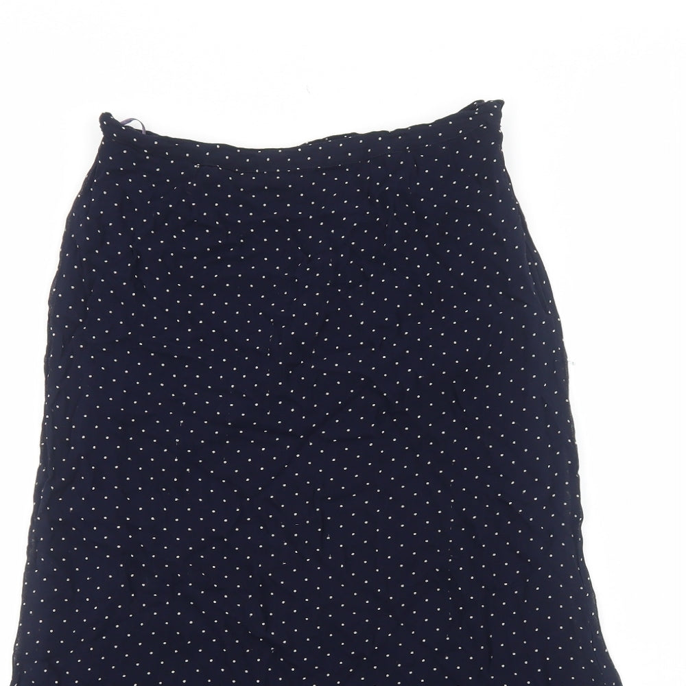 DASH Womens Blue Polka Dot Polyester Swing Skirt Size 10 Zip