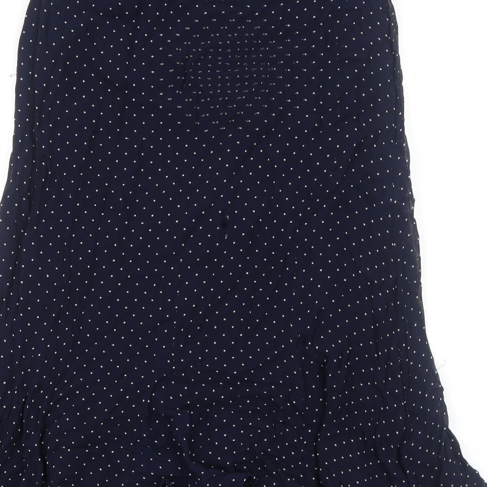 DASH Womens Blue Polka Dot Polyester Swing Skirt Size 10 Zip
